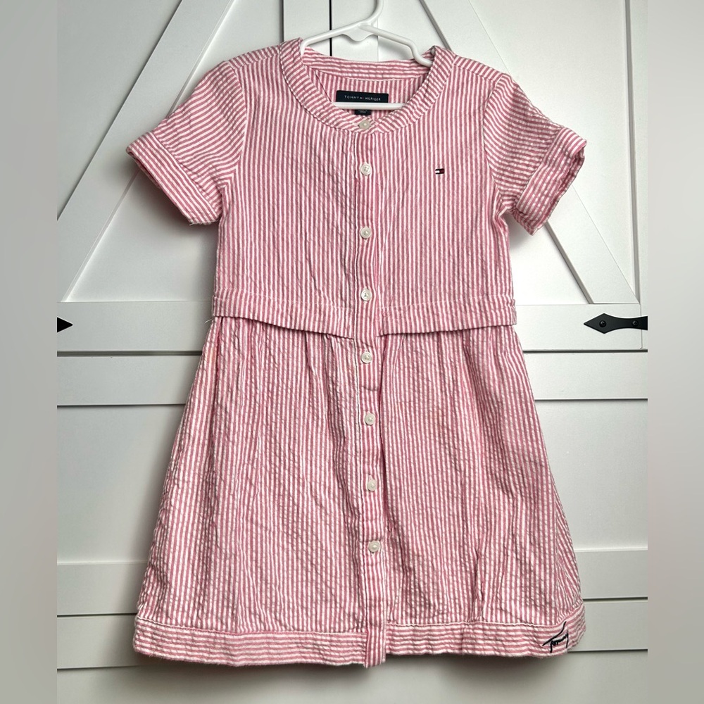 Tommy Hilfiger Pink and White Striped Kids Dress